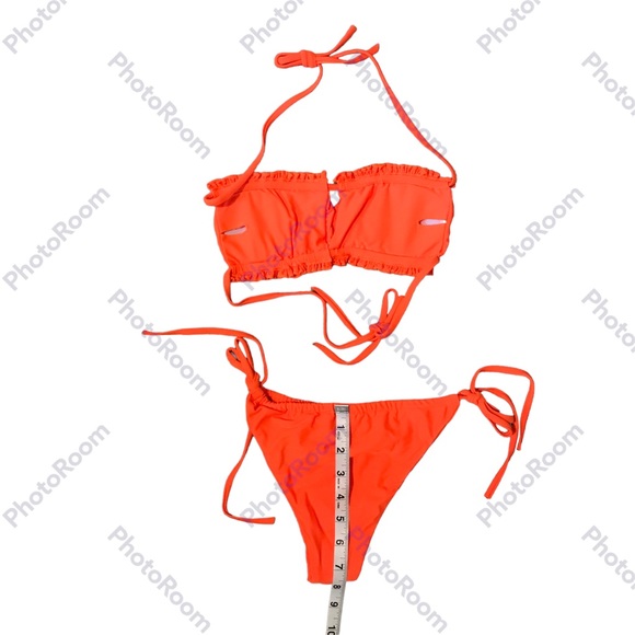Windinny Two Piece High Waisted Triangle Thong Bikini Women’s Small Orange NWOT - Picture 4 of 4